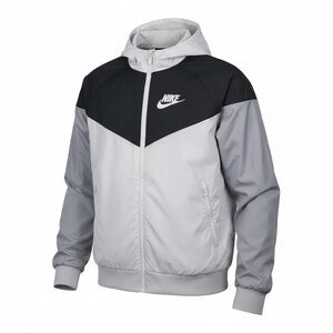 Nike Two-Tone Hooded Windbreaker in Black and Light Gray